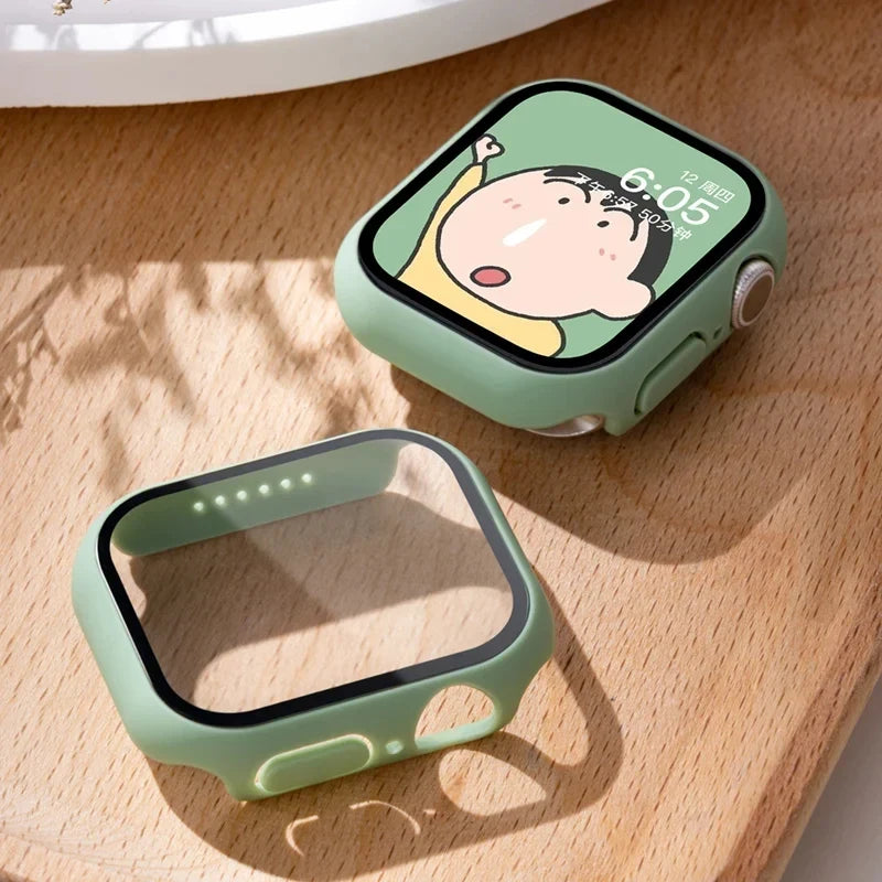 Tempered Glass Apple Watch Case - Full Screen Protector Cover for Series 9, 8, 7, 6, SE 45mm 44mm 41mm 40mm