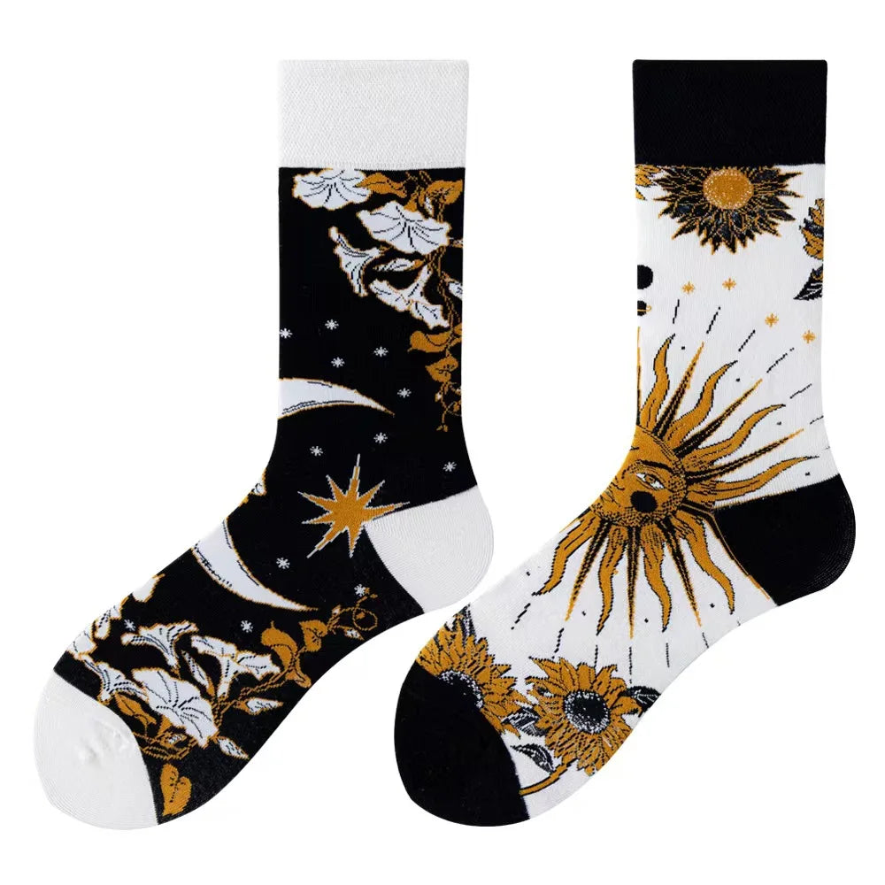 WY_New Asymmetrical Couples Mandarin Ducks Cotton Socks – Fashion Sports Colorful Medium & High Sleeve Unisex Crew Socks, Trendy Couple Gift Socks