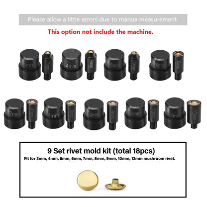 WUTA Manual Button Installation Tool – Mute Punching for Mushroom Rivets & Eyelets, DIY Hand Pressing Tool (With/Without Machine)