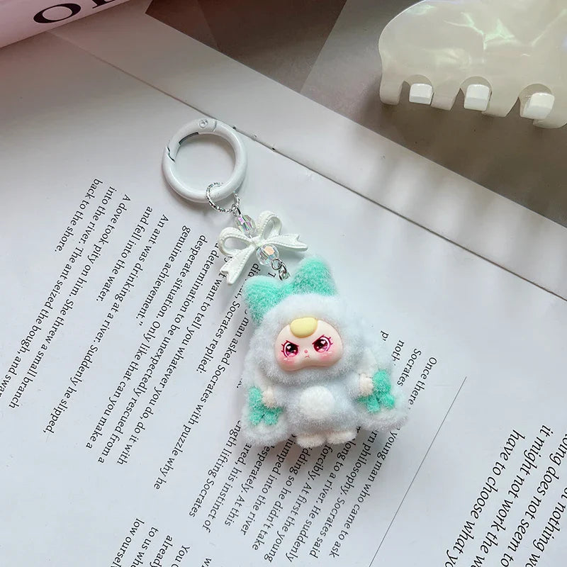 Plush Baby Keychain Bowknot Bag Pendant Hanging Charm for Phone Car Backpack Labobu Gift