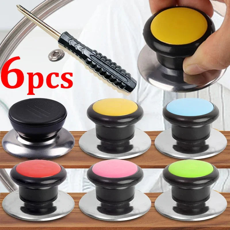 Colored Stainless Steel Pot Lid Knobs - Universal Pan Lid Replacement Handle with Screwdriver