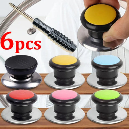 Colored Stainless Steel Pot Lid Knobs - Universal Pan Lid Replacement Handle with Screwdriver