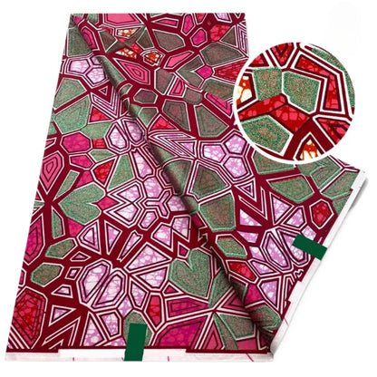 African Golden Glitter Wax Fabric - 6 Yards Ankara Batik Pagne Material for Sewing & Fashion Designs
