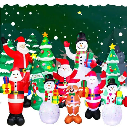 Christmas Inflatable Decoration – Glowing Snowman, Penguins & Santa Claus with Built-in LED for Indoor and Outdoor Xmas Party Yard