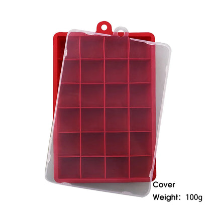 24-Hole Silicone Ice Tray — Square Mold for Ice, Food, Cheese, Jelly, with or without Lid