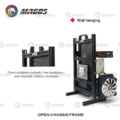 Aluminum Open Frame PC Case – Supports ITX/MATX/ATX Motherboards, Vertical Gaming Cabinet for DIY & Water Cooling Builds