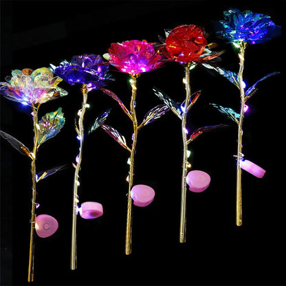 LED 24K Foil Plated Roses – Valentine's & Mother's Day Gift, Artificial Flower Decor, Romantic Wedding & Lover Lighting