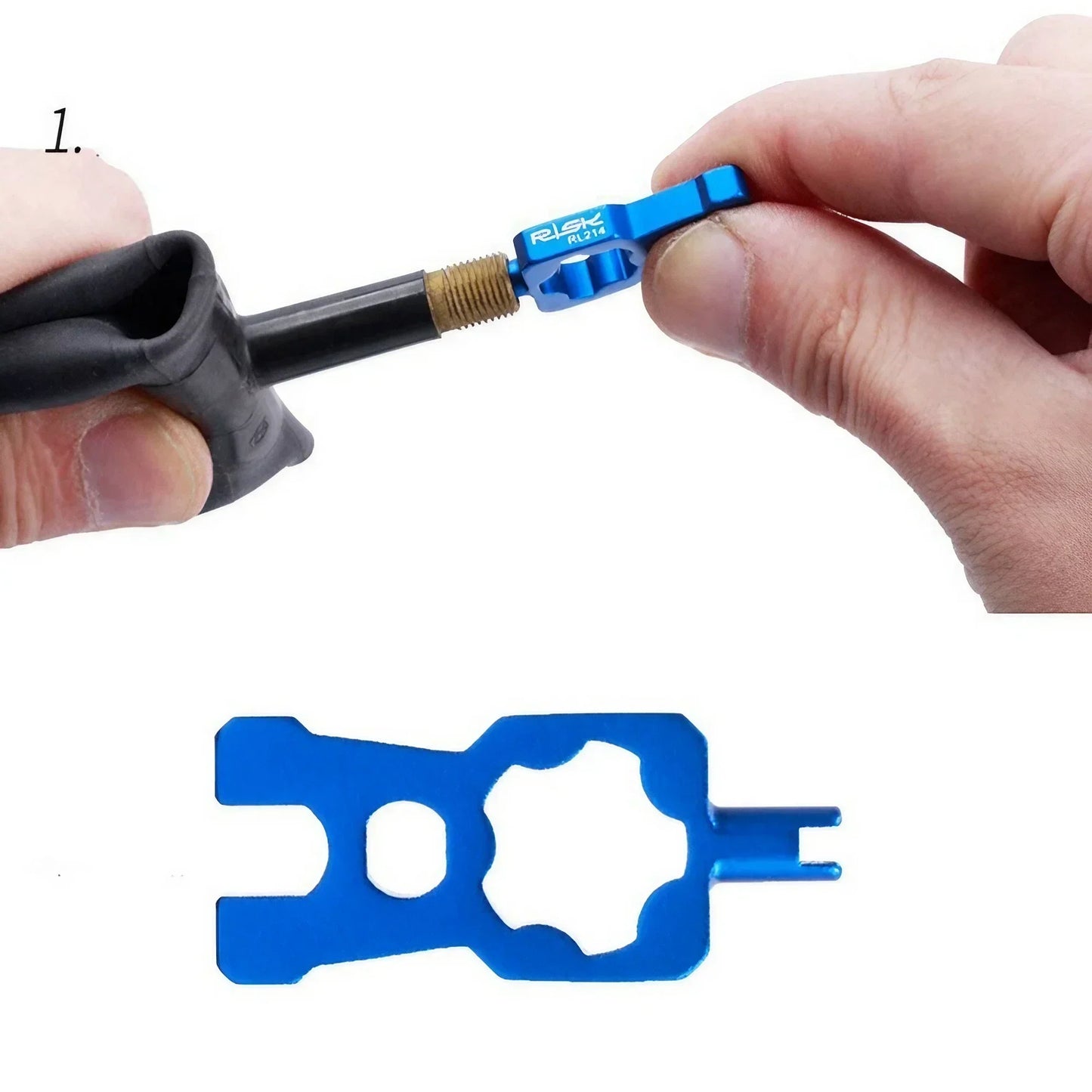4-in-1 Portable Bicycle Valve Tool – Core Wrench for MTB & Road Bike Installation and Removal, Blue