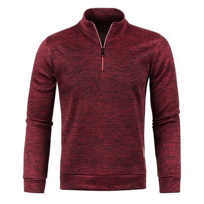 Men's Thicker Half-Zip Pullover Sweatshirt - Solid Color Turtleneck Hoodie for Autumn, Casual Men's Sweater