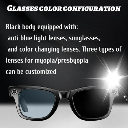 LIGE AI Smart Glasses — 8MP Camera, Video Recording, 100+ Languages Translation, Bluetooth Call & Music for Men & Women