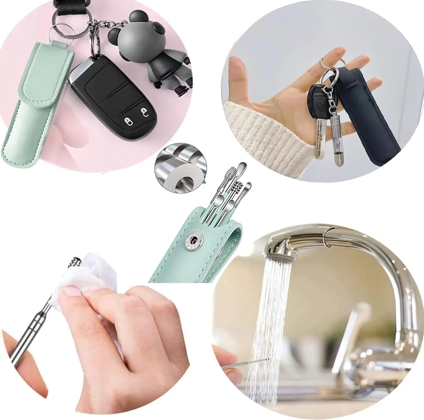 6PCS Stainless Steel Ear Wax Removal Kit | Ear Cleaner Pickers, Curette Spoons & Piercing Care Tools