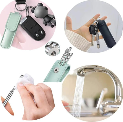 6PCS Stainless Steel Ear Wax Removal Kit | Ear Cleaner Pickers, Curette Spoons & Piercing Care Tools