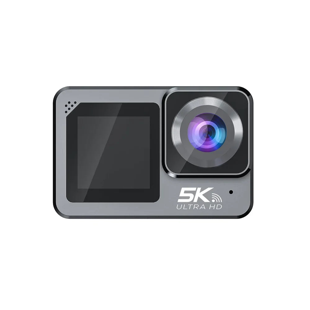 F6W Action Camera — 5K/4K60FPS, 48MP, 2.2" Touch LCD, EIS, Dual Screen, Wi-Fi, 170° Waterproof 30M, 8X Zoom Sports Camera with Wireless Mic