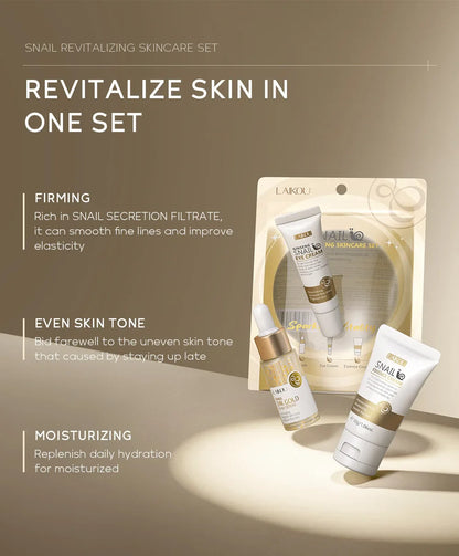 3pcs LAIKOU Vitamin C 24K Golden Sakura Skincare Set – Moisturizing Face Cream, Serum & Eye Cream
