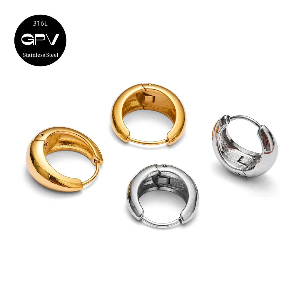 2PCS 316L Stainless Steel Earrings – Niche Design Perforated Luxury Jewelry for Women