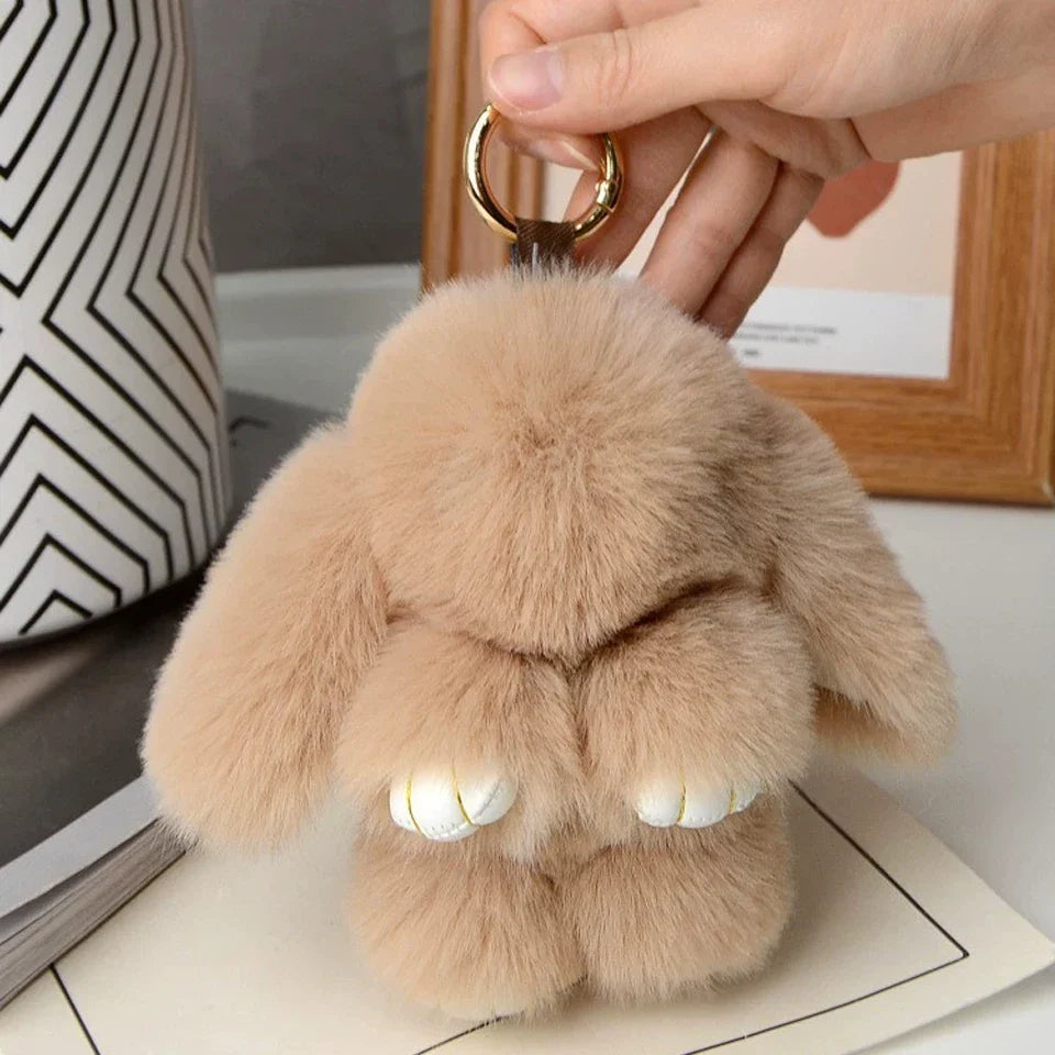 15cm Rabbit Fur Keychain - Cute Bag Charm, Car Pendant and Gift Accessory