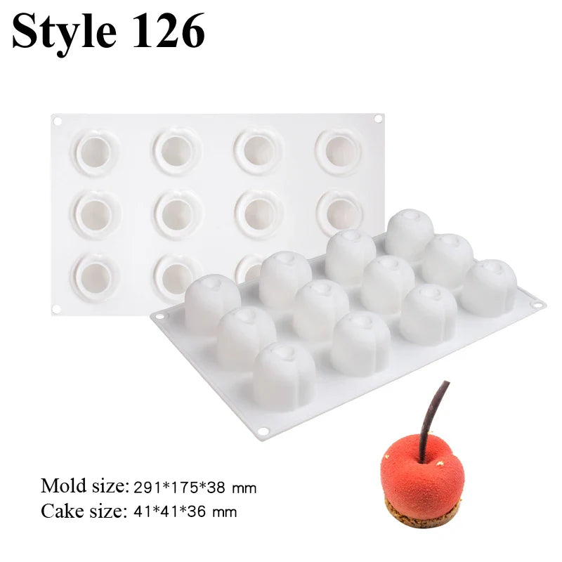 SHENHONG Silicone Fruit Mousse Cake Molds – Orange, Apple, Pear, Mango, Strawberry & Durian Dessert Decorating Tools