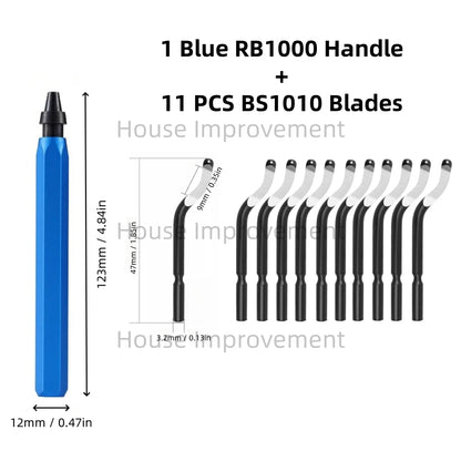 11-Piece Deburring Tool Set - High-Speed Steel Swivel Blades for Metal, Plastic, PVC, Copper, Aluminum & Resin