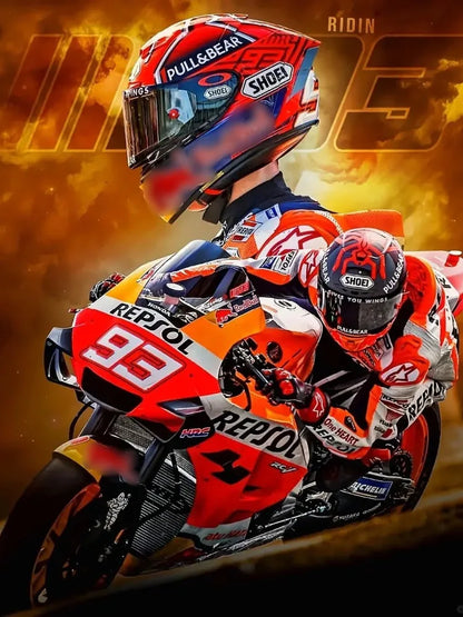 Marquez 5D Diamond Painting Motorcycle – DIY Sports Diamond Embroidery Mosaic Oil Painting for Home Decor and Gift