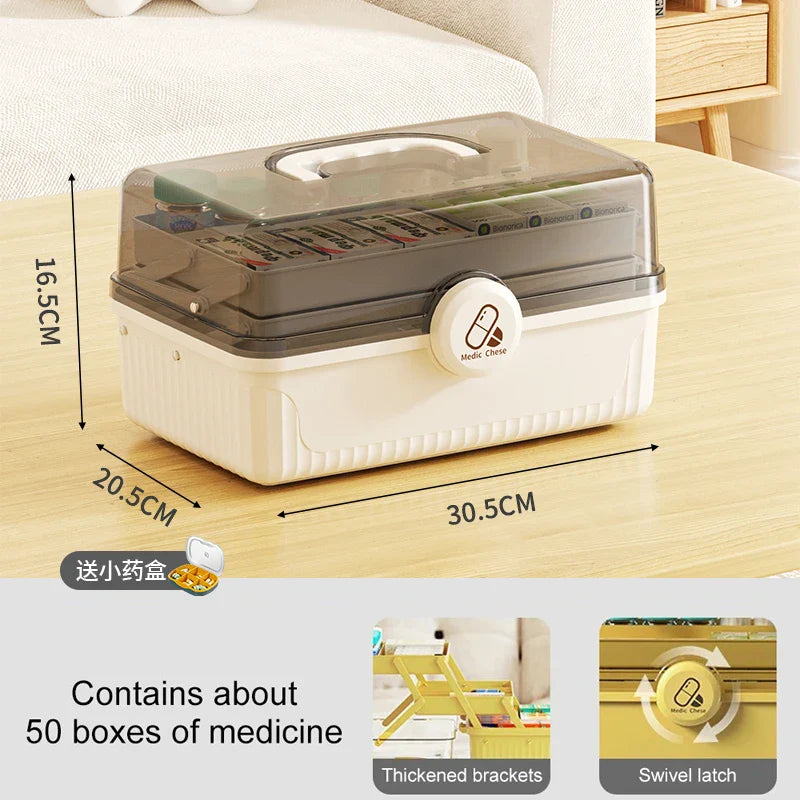 AiQUE Portable Medicine Organizer – Weekly Pill Storage Box with Large Capacity and Cutter for Home Use