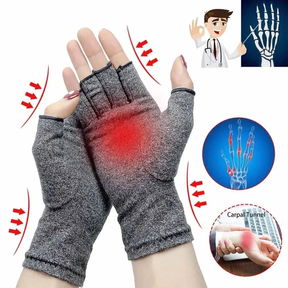 Compression Arthritis Gloves - Half Finger Wrist Support for Joint Pain Relief