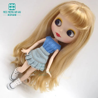 Blythe Doll Accessories Set – Fashion Sweatshirt, Shoe Covers & Sneakers for Blythe & Azone Dolls, Christmas Gift