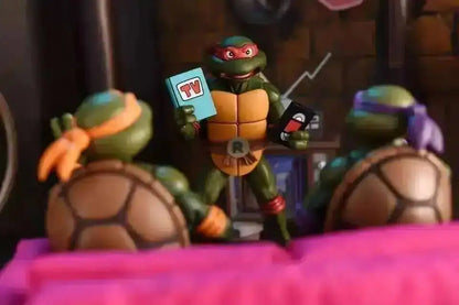 Four New NECA Anime Action Figures – Leonardo Teenage Mutant Ninja Turtles Pizza Club Model Figurines for Toys & Shelf Display