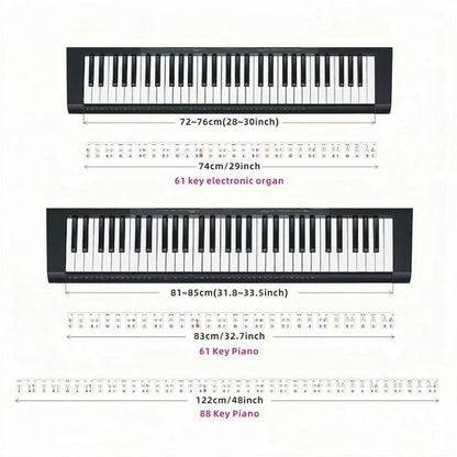 Miwayer Removable Piano Keyboard Stickers – Note Labels for 88/61 Keys, Learning Guide for Beginners