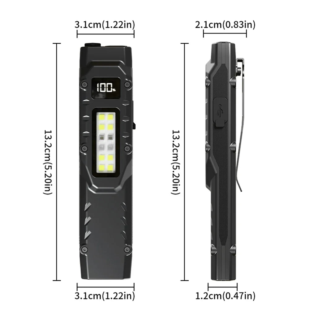 LED Ultra Slim Mini Flashlight – 1200LM Portable Pocket Light with Pen Clip, IPX44 Waterproof for Camping and Hiking