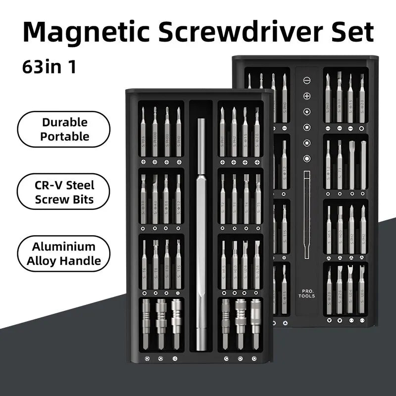 63-in-1 Magnetic Screwdriver Set: Precision Kit for Electronics, Computer, Phone - Multifunctional Maintenance Tool for Disassembly and Repair