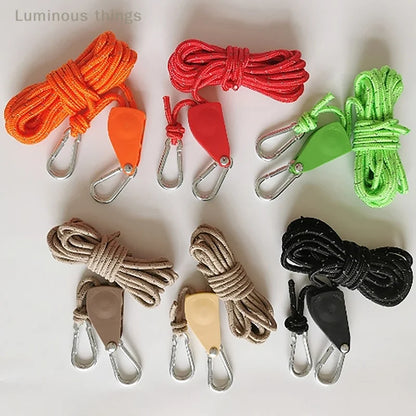 Camping Tent Reflective Windproof Rope – Adjustable Lanyard with Buckle & Pulley for Outdoor Equipment