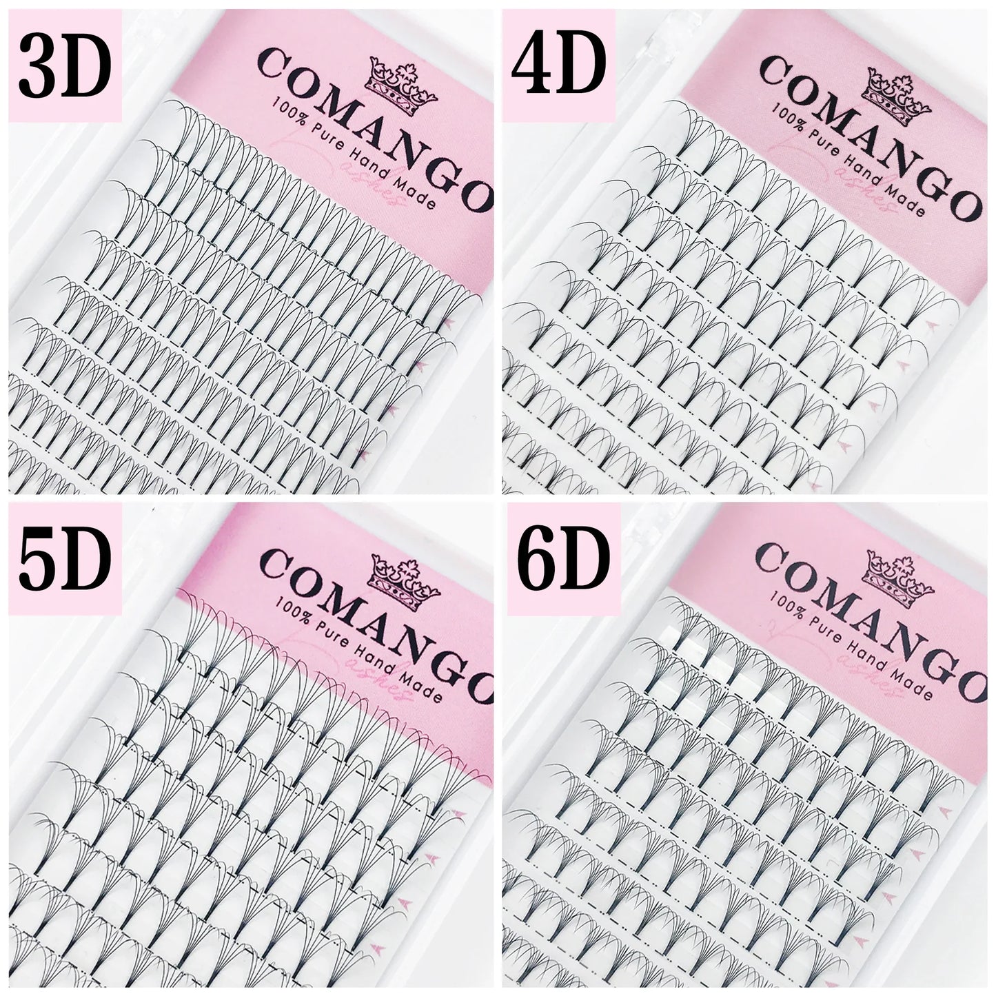 CoMango Premade Volume Fans Short Stem Russian Eyelash Extensions — 3D-10D Faux Mink Lashes Wholesale