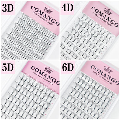 CoMango Premade Volume Fans Short Stem Russian Eyelash Extensions — 3D-10D Faux Mink Lashes Wholesale