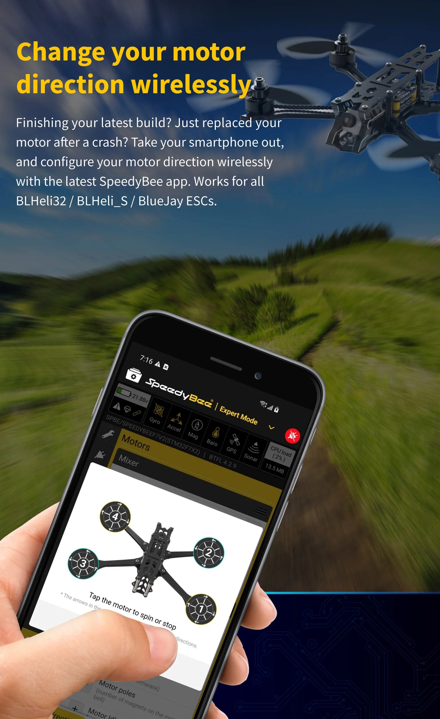 SpeedyBee F7 V3 50A Stack — F722 Flight Controller + BL32 50A 4-in-1 ESC with Blackbox for FPV Drone