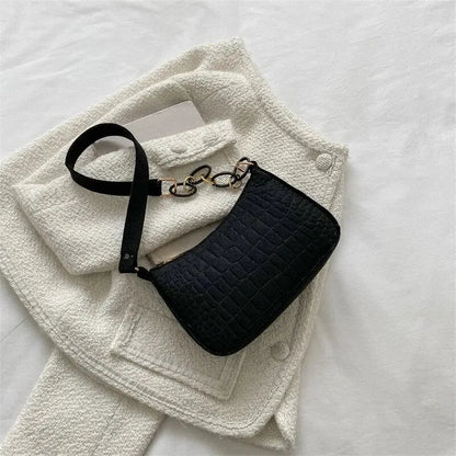 Luxury Lady Felt Armpit Design Tote – Fashionable Small Square Handbag for Women – Chic Crescent Style