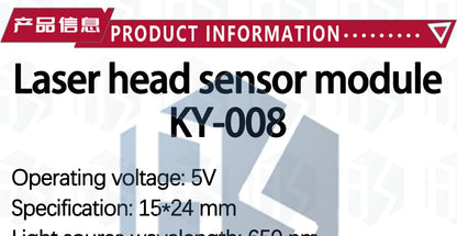 KY-008 650nm Laser Transmitter Module – Laser Sensor Receiver Kit, Non-Modulated Tube Module