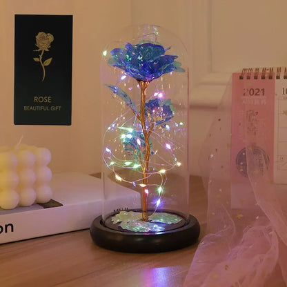 Valentine's Day Eternal Rose LED Light – Foil Flower in Glass Cover, Romantic Gift for Girlfriend, Mother's Day & Wedding Bridesmaid Favor