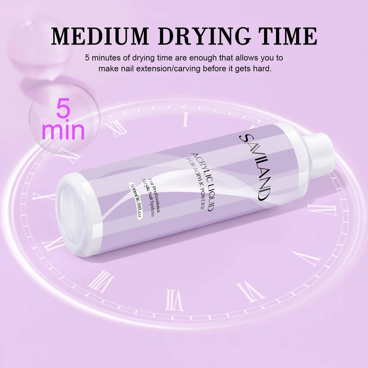 Saviland Acrylic Nail Liquid Monomer – 180ml/500ml Professional Crystal Liquid for DIY Nail Art