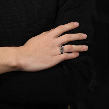 925 Silver Retro Vine Branch Ring for Men – Creative Open Adjustable Finger Jewelry
