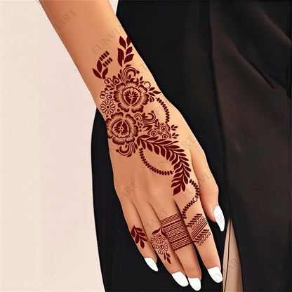 Reusable Henna Stencil Templates for Hand & Body – Floral Tattoo Stencils for Women, Weddings & Festivals Body Art Makeup Tools
