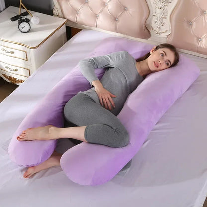 Soft Fleece U-Shaped Pregnancy Pillow – Multi-Function Side & Lumbar Support Cushion for Women