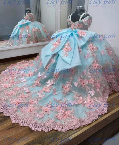 Pink Flower Girl Dress - Fluffy Tulle Butterfly Applique Gown for Weddings & Parties