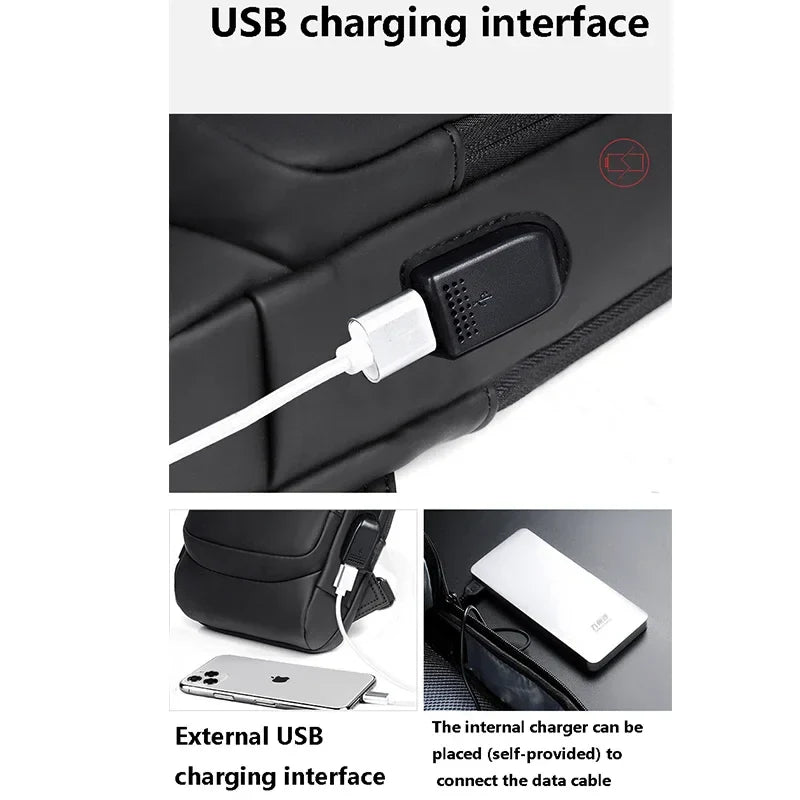 Designer Multifunction Anti-Theft USB Shoulder Bag – Travel Crossbody Messenger Sling Chest Bag for Men, Luxury Brand