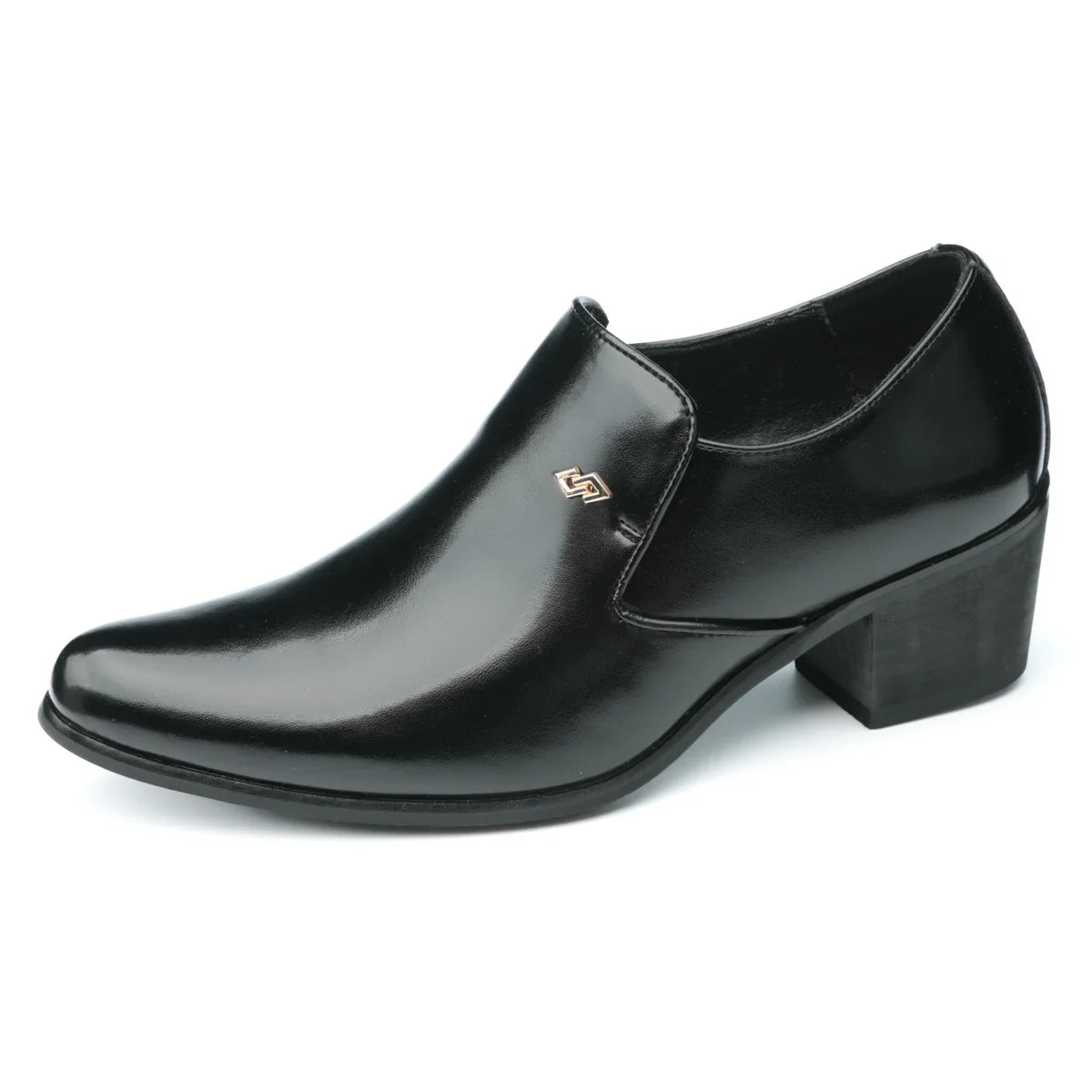 Premium Leather Men’s Slip-On Loafers - Business Casual Wedding Plaid Design Height Increasing Shoes