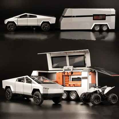 1:32 Tesla Cybertruck Diecast Alloy Model Car with Sound & Light – Off-Road Truck Toy Gift for Kids with Carrying Suitcase