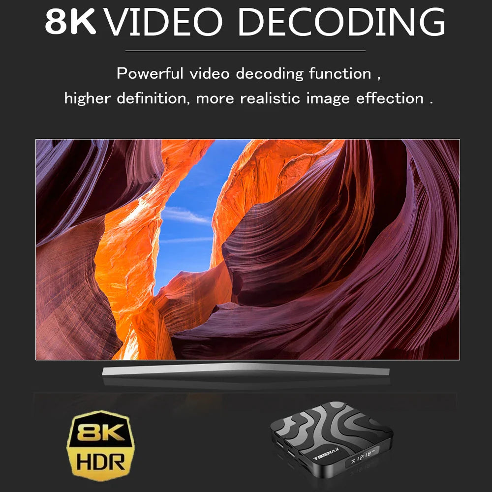 New H618 T95 Max Android 14 Smart TV Box - 8GB RAM, 128GB/64GB Storage, Double WiFi 2.4G & 5.8G, 6K 3D, Voice Assistant Media Player
