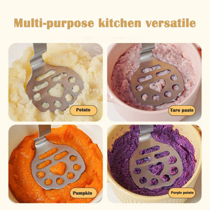 Manual Potato Masher — Stainless Steel Fruit & Vegetable Crusher, Food Mashing Tool for Kids, Kitchen Gadget