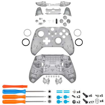 eXtremeRate Clear Full Shell Replacement Kit for Xbox Elite Series 2 Core Controller Model 1797 – Faceplate, Back Plate & Buttons