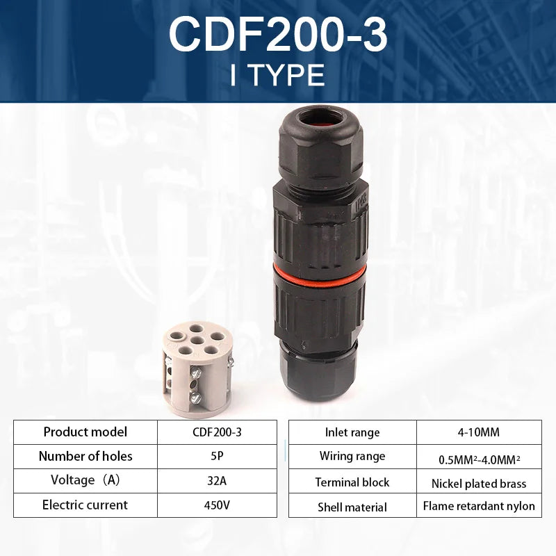 IP68 Waterproof Quick Wire Connector I/T Shape – 2/3/5 Pin Solderless LED Outdoor Electrical Junction Box, Rainproof Cable Connector
