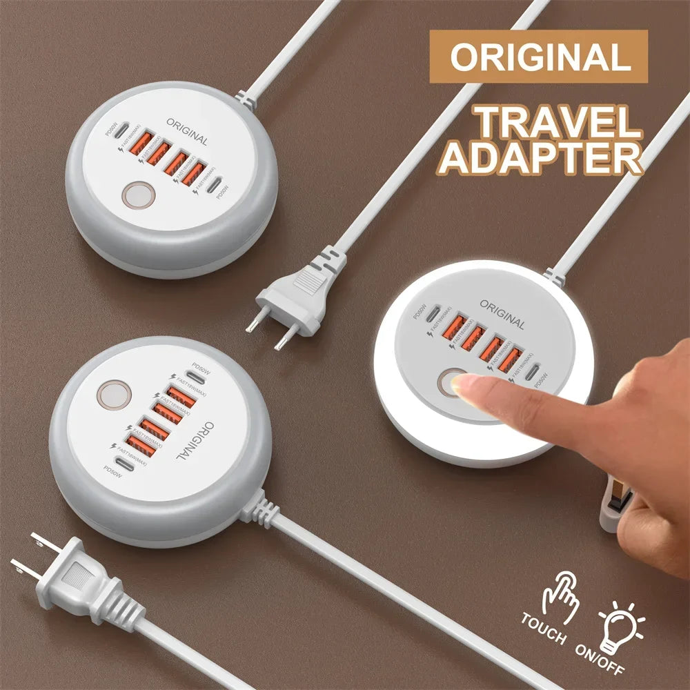 50W USB-C Power Strip Charger - Multi-Port Fast Charging Wall Adapter for iPhone 12/13 & Mobile Devices